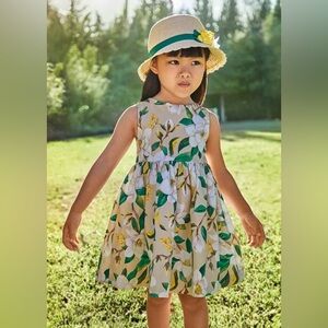 Mayoral Floral Kids Dress - Yellow and Green